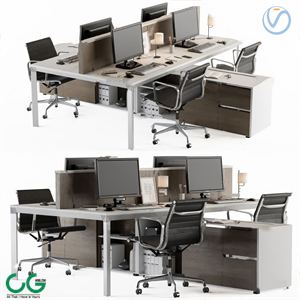 Modern office desk and chair computer desk and chair combination 3d model